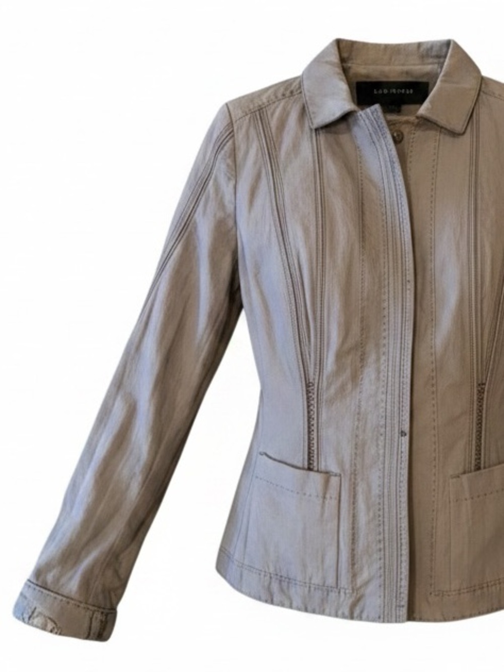 Elie Tahari Taupe Leather Jacket - Women's Tailored Coat M Excellent Condition
